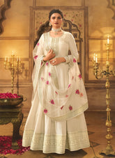 Dola Silk Embroidered Gown in White